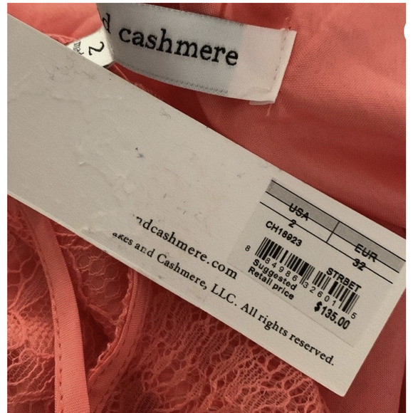 Cupcakes and Cashmere Dress Womens 2 Pink Lace Strady Midi NWT - Picture 4 of 9